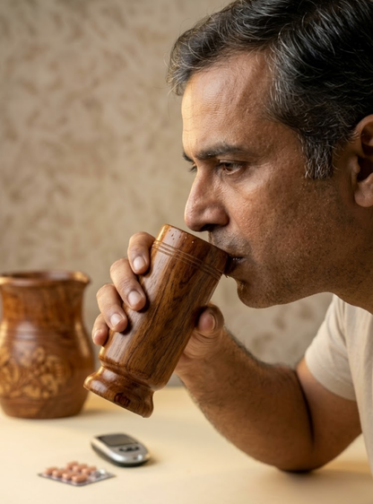 vijaysar wood glass for diabetes (4 Inch)