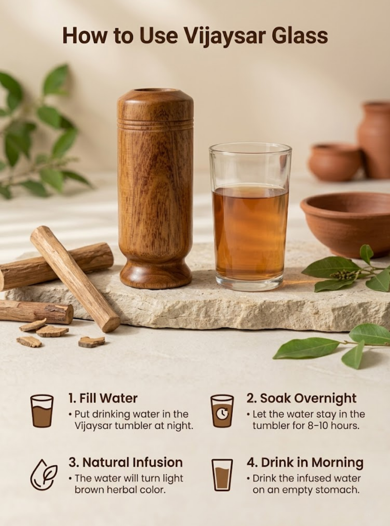 vijaysar wood glass for diabetes (4 Inch)