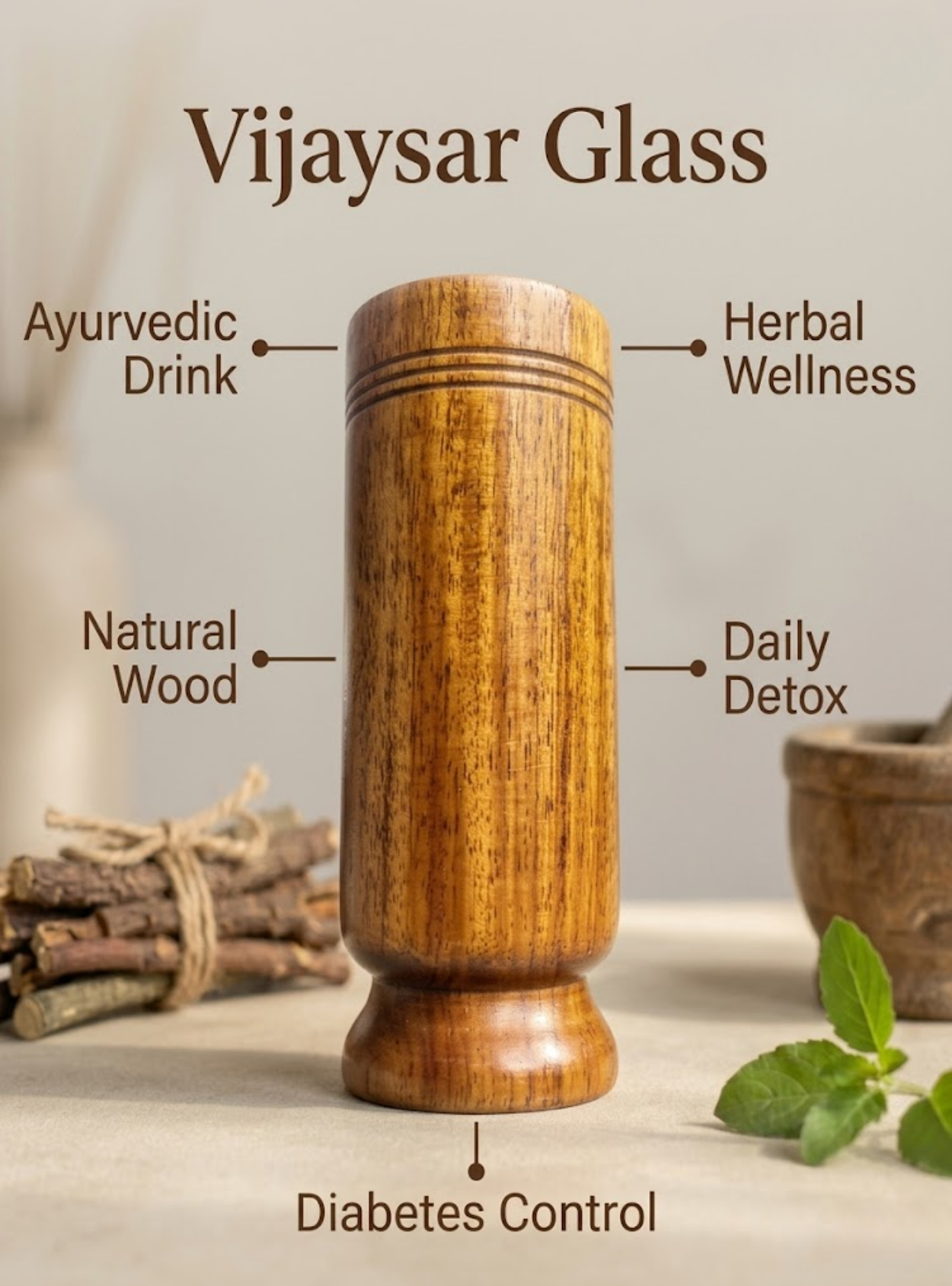 vijaysar wood glass for diabetes (4 Inch)